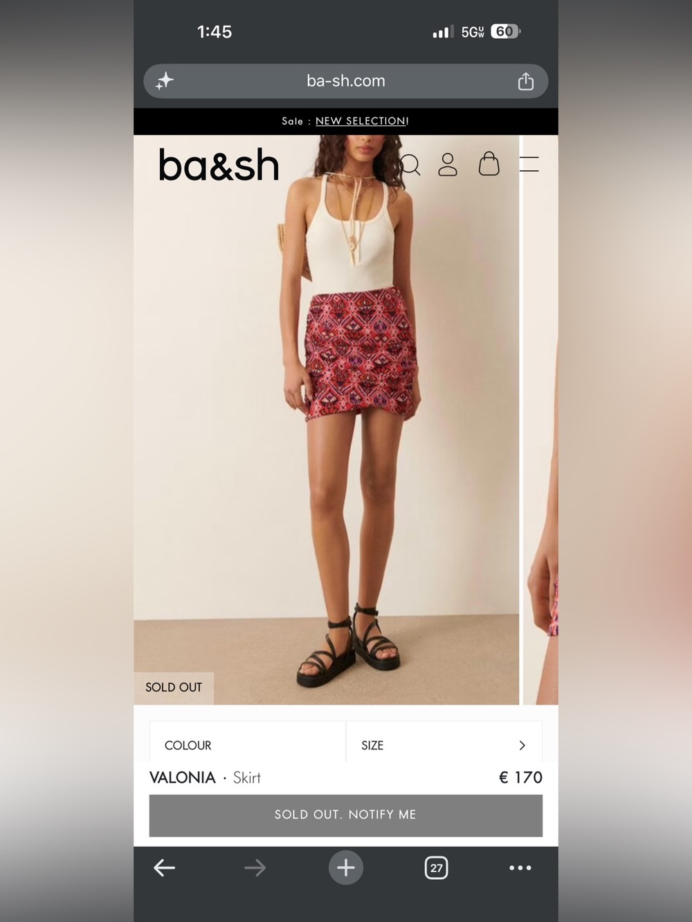 ba&sh Pink Geometric Mini Skirt